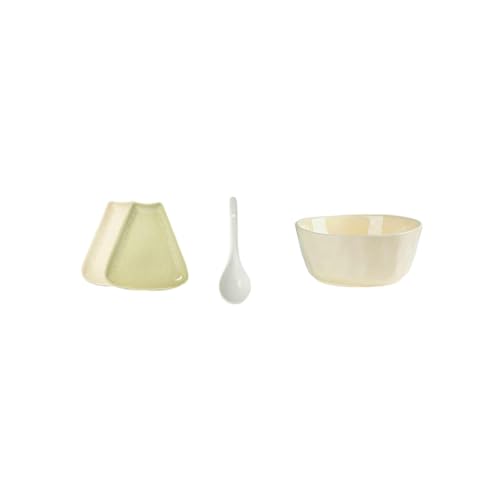 Nordic Wind Haushalt einfache und exquisite hochtemperaturbeständige praktische Keramikplatte - 10-teiliges Set mit Suppenschüssel "zweifarbig Mix and Match" von TROSIQUANJIA