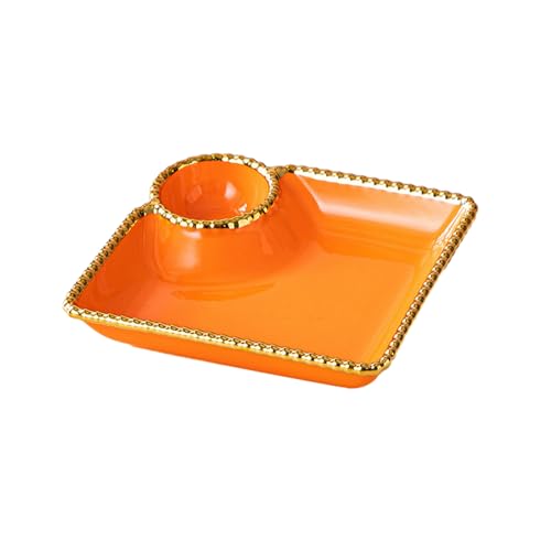 Nordic Wind Haushalt einfaches und exquisites rundes Keramik-Jiaozi-Gitter, orange vergoldet, quadratisch Nordic Wind Haushalt einfaches und exquisites rundes Keramik-Jiaozi-Gitter, orange vergoldet, quadratisch von TROSIQUANJIA