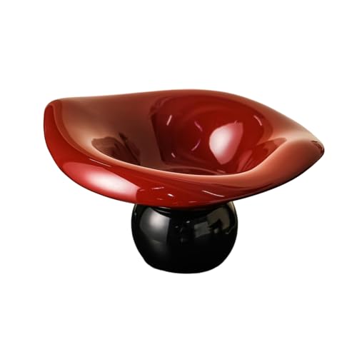 Obstschale aus Keramik, entwässerbar, Vintage-Stil, kreatives Geschirr, rote Blätter auf schwarzem Hintergrund von TROSIQUANJIA
