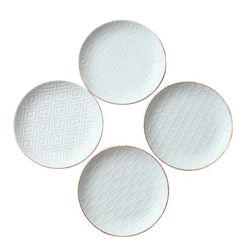 Phnom Penh Porzellan, exquisiter Essteller, Relief, kreative Persönlichkeit, 4 Stück von TROSIQUANJIA