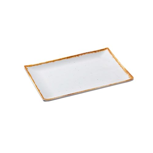 Quadratische Glasurfarbe im nordischen Stil, einfache und exquisite Porzellanimitat, rechteckige Scheibe, 30,5 cm, goldener Sand, rechteckige Scheibe von TROSIQUANJIA