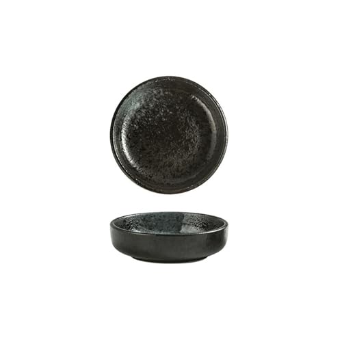 Quadratische Snack-Gewürzschale aus Keramik, japanischer Haushalt, Persönlichkeit, Kreativität, Snack, runde Schale [Black Jane] von TROSIQUANJIA