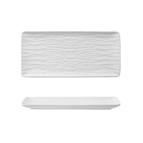 Quadratische Unterglasur-Salat-Steakplatte aus Keramik, nordischer Stil, personalisierbares Geschirr, 25,4 cm, rechteckig, weiß von TROSIQUANJIA