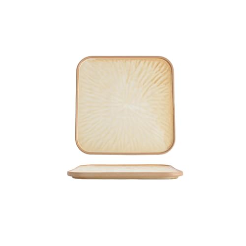 Quadratischer flacher Teller für Restaurants, kommerzielle Zwecke, schlicht, kreativ, exquisit, 25,4 cm, hellbraun Quadratischer flacher Teller für Restaurants, kommerzielle Zwecke, schlicht, kreativ, exquisit, 25,4 cm, hellbraun von TROSIQUANJIA