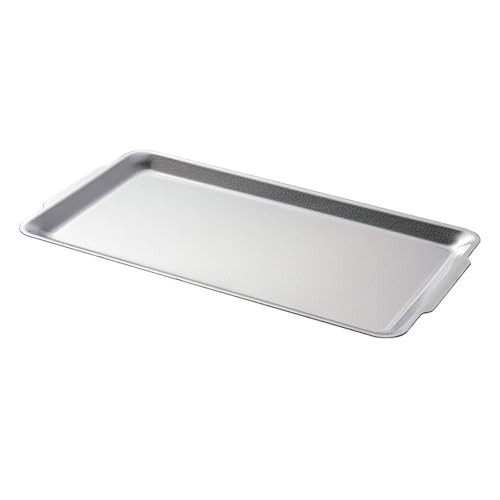 Rechteckige dicke Grillplatte aus Edelstahl, flach, kreatives Persönlichkeitsgeschirr, silberfarben, Größe L 92,5 cm von TROSIQUANJIA