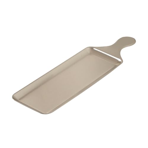 Rechteckiger Edelstahlteller mit Griff, kommerzielle Kreativität, exquisit, silberfarben, groß, 45 x 11,5 cm von TROSIQUANJIA