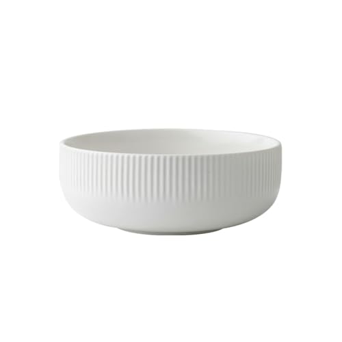Retro Relief Keramik Schüssel und Teller, weiß einfaches Haushaltsgeschirr - 15,2 cm Schüssel von TROSIQUANJIA