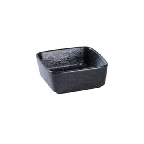 Runde Keramik-Grill-Gewürzschale, japanischer Haushalt, kleines einfaches Geschirr, Snack, quadratisch, Schwarz von TROSIQUANJIA