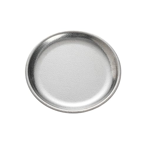 Runde einfarbige Grillplatte aus Edelstahl, schlichtes kreatives Persönlichkeitsgeschirr (Silber), mittelgroß, 17,3 cm von TROSIQUANJIA