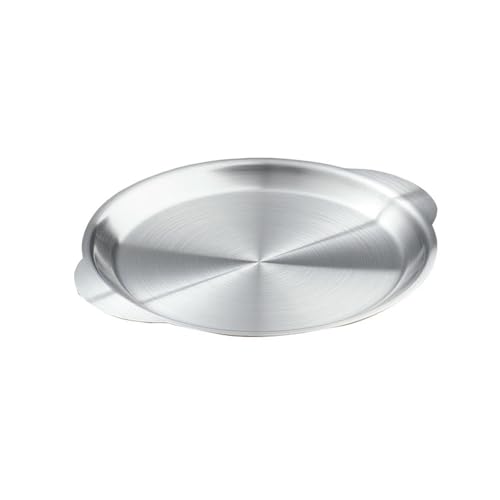 Runder Snackteller aus Edelstahl mit zwei Ohren, koreanisches exquisites Haushaltsgeschirr (Silber), klein, 19,4 cm von TROSIQUANJIA