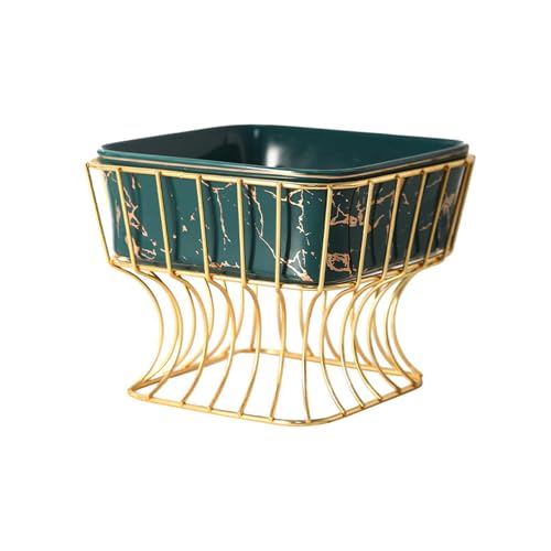 Salatschüssel aus Keramik, Marmor, hohl, quadratisch, einfache Überglasur, goldgrün, groß Salatschüssel aus Keramik, Marmor, hohl, quadratisch, einfache Überglasur, goldgrün, groß von TROSIQUANJIA