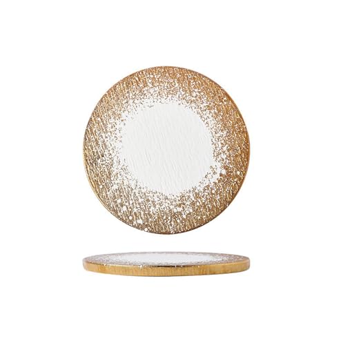 Simple Wind Golden Frosted Western Food Dish Stone Square Ceramic Flat Plate - 20.3 cm Round Gold von TROSIQUANJIA