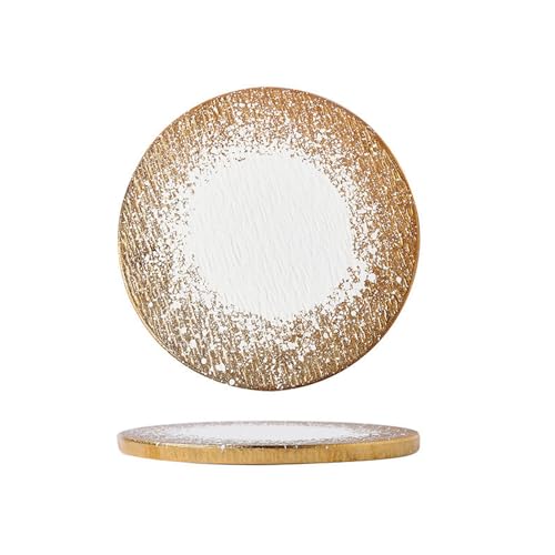 Simple Wind Golden Frosted Western Food Dish Stone Square Ceramic Flat Plate - 25.4 cm Round Gold von TROSIQUANJIA
