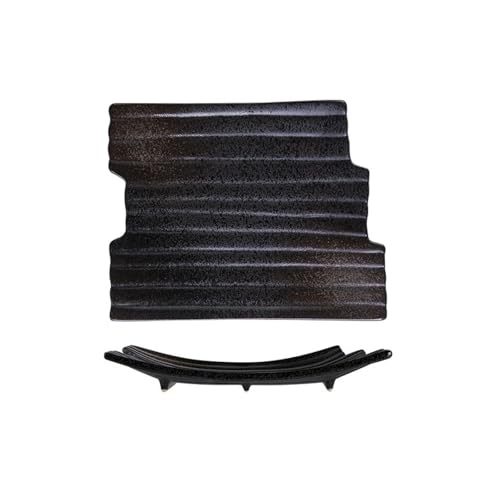 Unregelmäßig geformter Keramik-Essteller, ofenglasiert, Retro-Geschirr, personalisierbar, Schwarz, 27,9 cm Floß Unregelmäßig geformter Keramik-Essteller, ofenglasiert, Retro-Geschirr, personalisierbar, Schwarz, 27,9 cm Floß von TROSIQUANJIA