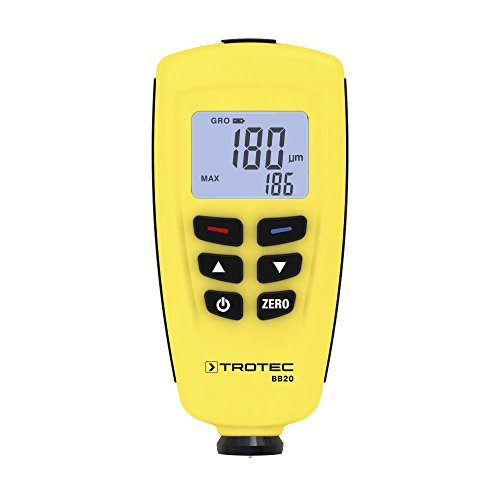 TROTEC Lackmessgerät BB20 – Lackschichten Messgerät für Auto – Messbereich 0 bis 1.250 µm, Speicher für 400 Messwerte, USB von TROTEC