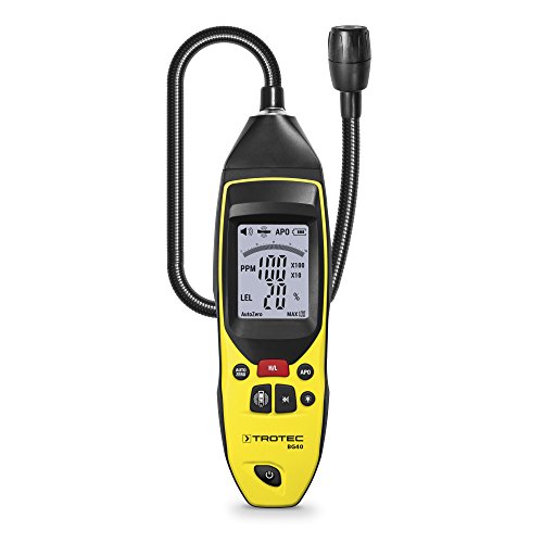 TROTEC BG40 Tragbarer Gas-Detektor Messgerät Melder bei Gasübertritt Messbereich bis 10.000 ppm Abschaltautomatik Gaswarngerät und Gasdetektor in einem Gerät Optischer und akustischer Alarm von TROTEC