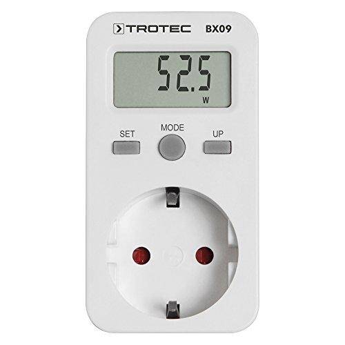 TROTEC Stromzähler für Steckdose BX09 – Messgerät Stromverbrauch – Messbereich 0 bis 3.680 W, Anzeige in Watt, kWh, Preis, Kosten pro kWh von TROTEC