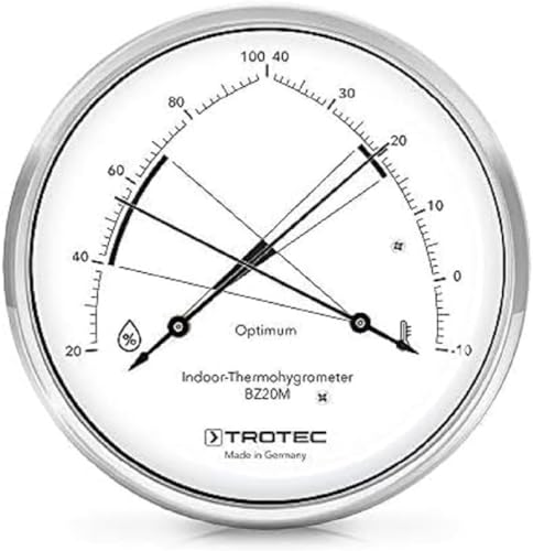 TROTEC BZ20M Thermohygrometer Hygrometer Thermometer Messbereich -10°C bis 40°C / 20% bis 100% Messung der relativen Luftfeuchte und der Lufttemperatur Einfache Ablesbarkeit und Interpretation von TROTEC