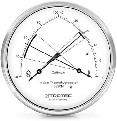 TROTEC BZ20M Thermohygrometer Hygrometer Thermometer Messbereich -10°C bis 40°C / 20% bis 100% Messung der relativen Luftfeuchte und der Lufttemperatur Einfache Ablesbarkeit und Interpretation von TROTEC