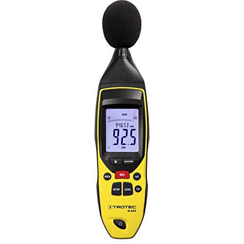 TROTEC Dezibel Messgerät SL400 – Schallmessgerät geeicht, mit Aufzeichnung – Messbereich 30 bis 130 dB (A), Klasse 2, Speicher 32.700 Messwerte, Komplett-Set von TROTEC