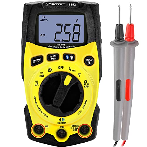 TROTEC Digitales True-RMS-Multimeter BE52 Bluetooth-Digital-Multimeter mit kostenloser Smartphone-App Messgerät Multifunktionsmessgerät CAT III 600 V Hold-Funktion Durchgangsprüfung Diodentest TROTEC Digitales True-RMS-Multimeter BE52 Bluetooth-Digital-Multimeter mit kostenloser Smartphone-App Messgerät Multifunktionsmessgerät CAT III 600 V Hold-Funktion Durchgangsprüfung Diodentest von TROTEC