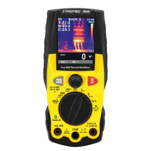 TROTEC Digitales True-RMS-Multimeter mit integrierter Wärmebildkamera BE60 elf Messfunktionen IR-Wärmebildkamera kostenlose Smartphone-App Bluetooth CAT III 600 V/CAT IV 300 V von TROTEC