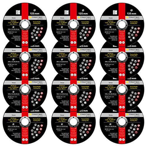 TROTEC INOX-Metall-Trennscheibe AD 125 MI im 12er-Vorteilspaket für alle handgeführten Winkelschleifer 125 disques von TROTEC