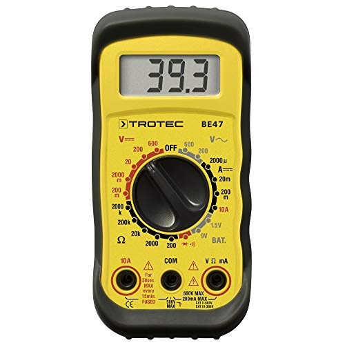 TROTEC Multimeter BE47 Robustes Multifunktions-Messgerät mit gummiertem Schutzholster Messkreiskategorie CAT II 600 V/CAT III 300 V Diodentest akustische Durchgangsprüfung sieben Messfunktionen TROTEC Multimeter BE47 Robustes Multifunktions-Messgerät mit gummiertem Schutzholster Messkreiskategorie CAT II 600 V/CAT III 300 V Diodentest akustische Durchgangsprüfung sieben Messfunktionen von TROTEC