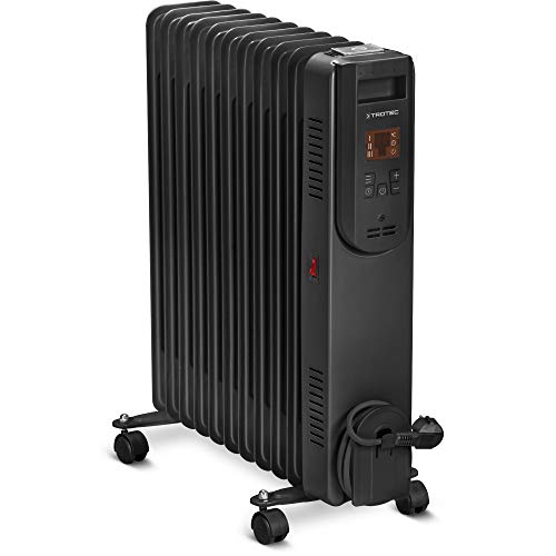 TROTEC Ölradiator TRH 25 E – Heizleistung 1000 W / 1500 W / 2500 W – Heizradiator elektrisch, 11 Rippen, mit Fernbedienung, schwarz von TROTEC