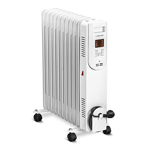 TROTEC Ölradiator TRH 26 E – Heizleistung 1000 W / 1500 W / 2500 W – Heizradiator elektrisch, 11 Rippen, mit Fernbedienung, weiß von TROTEC