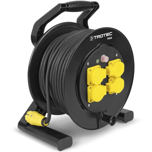 TROTEC PVD3 Kabeltrommel 40 m Outdoor – 4 Schutzkontakt Steckdosen, IP54, für drinnen und draußen von TROTEC