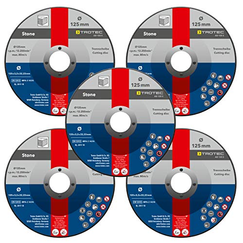 TROTEC Stein-Trennscheibe AD 125 S im 5er-Vorteilspaket für alle handgeführten Winkelschleifer 125 disques von TROTEC