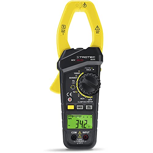 TROTEC Stromzange BE44 – Professionelles Zangenamperemeter mit True-RMS-Funktion für Wechsel- und Gleichstrommessungen bis zu 1000A und 1000V von TROTEC