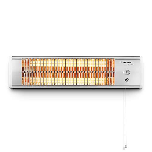 TROTEC Terassenheizstrahler Infrarot IR 1200 S – Heizleistung 600 W / 1200 W – Standgerät, Wandmontage, Verstellbarer Neigungswinkel, Schutzart IP24 von TROTEC