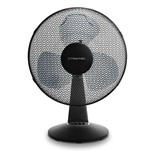 TROTEC Tischventilator TVE 17, geräuscharmer Ventilator, 40 Watt, 3 Gebläsestufen, 80°-Oszillation, 40 cm Flügeldurchmesser, schwarz, kippfester Stand von TROTEC