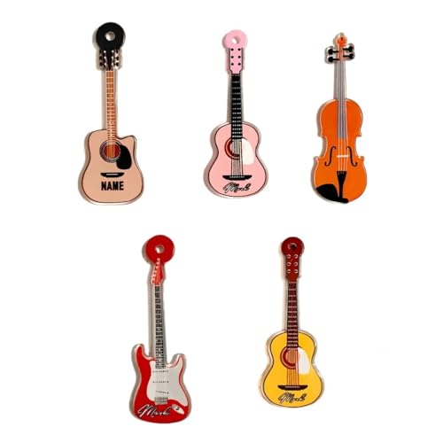 5 Stück Cartoon-Gitarre Kühlschrankmagnete，3D E-Gitarre Magnete Kühlschrank Magnetische Kinder für Whiteboard Vorschulunterricht Zuhause Klassenzimmer Kühlschrank Tafel Heimdekoration von TROYSINC