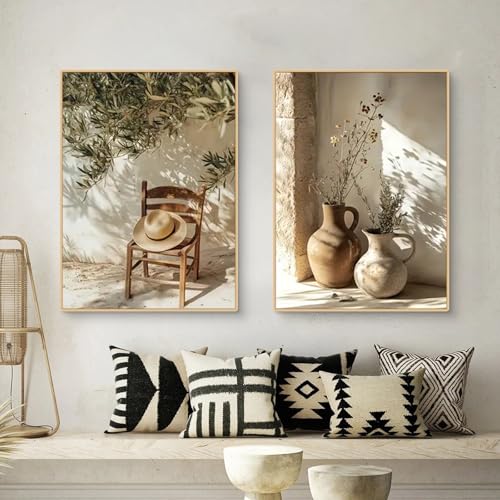 TROYSINC 2er Mediterrane Pflanzen Poster Set, Zitronenbaum Olivenbaum Bilder Set, Aesthetic Wandbilder Wohnzimmer Wanddeko für Wohnzimmer Schlafzimmer, ohne Rahmen (40x50cm,B) von TROYSINC