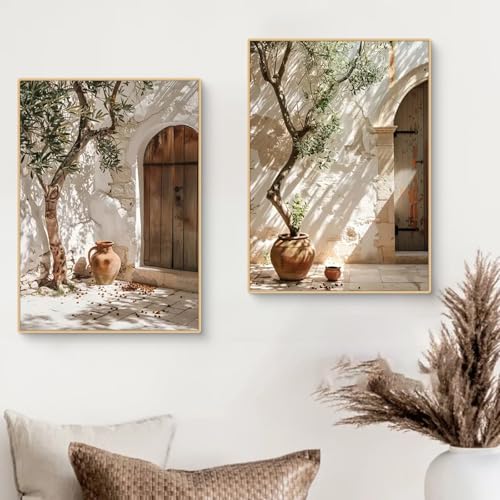 TROYSINC 2er Mediterrane Pflanzen Poster Set, Zitronenbaum Olivenbaum Bilder Set, Aesthetic Wandbilder Wohnzimmer Wanddeko für Wohnzimmer Schlafzimmer, ohne Rahmen (40x50cm,C) von TROYSINC