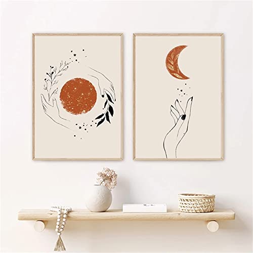 TROYSINC 2er Set Design-Poster Wandbilder, Sonne und Mond Premium Abstrakte Leinwandbilder, Ohne Rahmen Wandbild Print Bilder für Wohnzimmer Deko (30x40cm) von TROYSINC