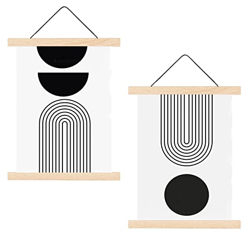 TROYSINC 2er Set Magnetisch Posterschiene, Posterhänger Premium-Posterleiste aus Echtholz, Bilder Bilderrahmen Bilderleiste für drucken Kunstwerk (Kiefer,31cm) von TROYSINC