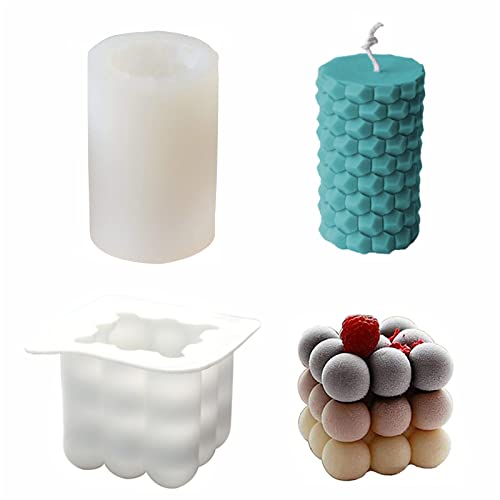 TROYSINC 2pcs Kerzen Silikonform 3D Magic Bubble Cube Ball Kerze Silikon Form Zylinderförmige Kerzen Formen Antihaft Bubble Candle silikonform,für Herstellung Kerzen, Aromasteinen von TROYSINC