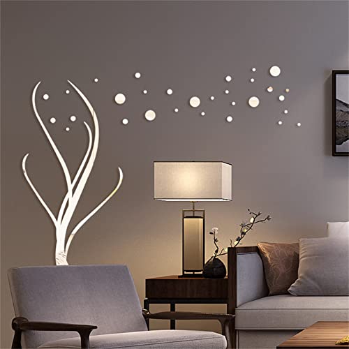 TROYSINC 3D Spiegel Acryl Wandaufkleber, DIY Wandtattoo Aufkleber Spiegel kleben Wandsticker, Wohnzimmer Schlafzimmer Kinderzimmer Wand Dekoration (Silver) von TROYSINC