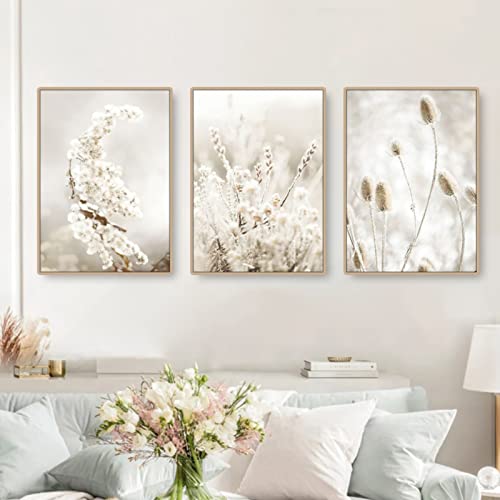 TROYSINC 3er Beige Poster Set, Schilf Natur Leinwandbilder, Moderne Rinder und Schafe Print Wandbilder Ohne Rahmen Wandposter für Wohnzimmer (Stil A,50 x 70 cm) von TROYSINC