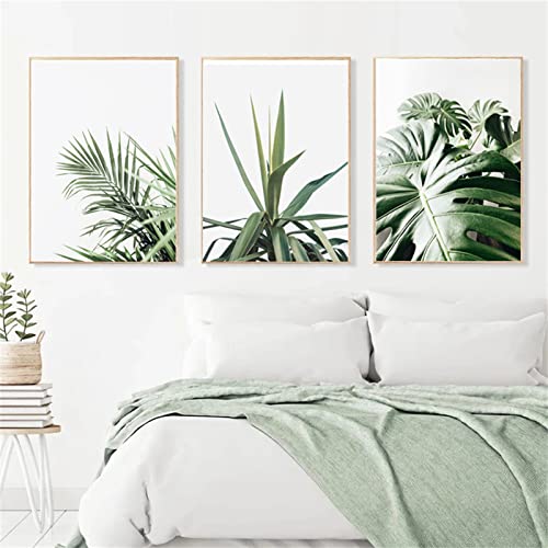 TROYSINC 3er Design-Poster Set, Grüne Blätter Wandbilder, Tropisch Pflanze Leinwandbilder, Ohne Rahmen Natur Kunst Bilder für Wohnzimmer Schlafzimmer (Stil A,50 x 70 cm) von TROYSINC