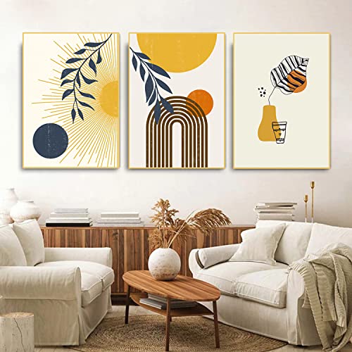 TROYSINC 3er Design Poster Set Wandbilder, Abstrakt Pflanze Sonne Leinwand Bilder, Ohne Rahmen Leinwandbilder Modern Wanddeko für Wohnzimmer Schlafzimmer (A,40x60cm) von TROYSINC