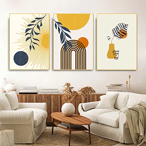 TROYSINC 3er Design Poster Set Wandbilder, Abstrakt Pflanze Sonne Leinwand Bilder, Ohne Rahmen Leinwandbilder Modern Wanddeko für Wohnzimmer Schlafzimmer (A,50x70cm) von TROYSINC