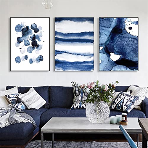 TROYSINC 3er Designed Poster Set, Blau Modern Leinwandbilder Abstrakt Wandbilder, Kunst Line Bilder Ohne Rahmen Wandposter Wohnzimmer Decor (40 x 50 cm) von TROYSINC