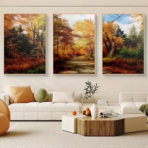 TROYSINC 3er Herbst Poster Set, Herbst Ahornblatt Bilder Set, Wandbilder Wohnzimmer Natur Herbst Wanddeko für Schlafzimmer Flur - Ohne Rahmen (21x30cm) von TROYSINC