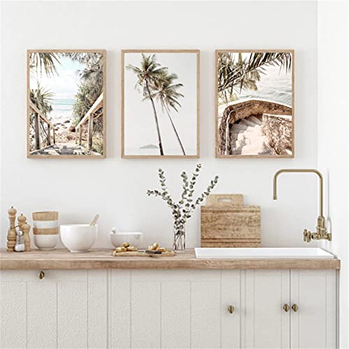 TROYSINC 3er Modern Leinwandbilder, Stilvolle Sommer Strand Poster Set, Landschaft Wandbilder Ohne Rahmen Kunst Bilder für Wohnzimmer Kinderzimmer (Stil A,30 x 40 cm) von TROYSINC
