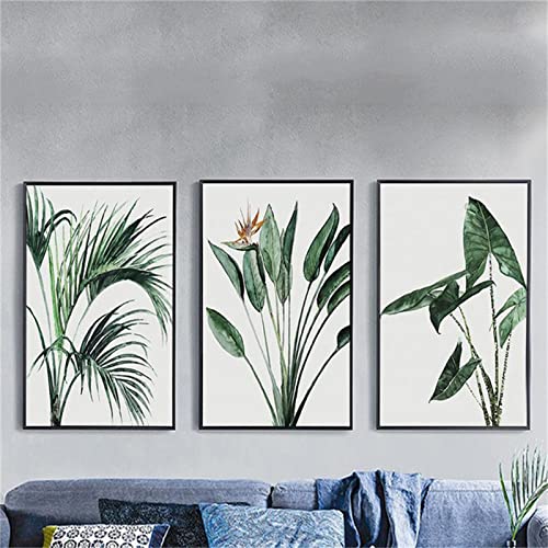 TROYSINC 3er Poster Set, Grüne Pflanze Blätter Wandbilder, Modern Leinwandbilder, Kunst Bilder Ohne Rahmen Natur Wandposter Wanddecor für Wohnzimmer (Stil A,50 x 70 cm) von TROYSINC